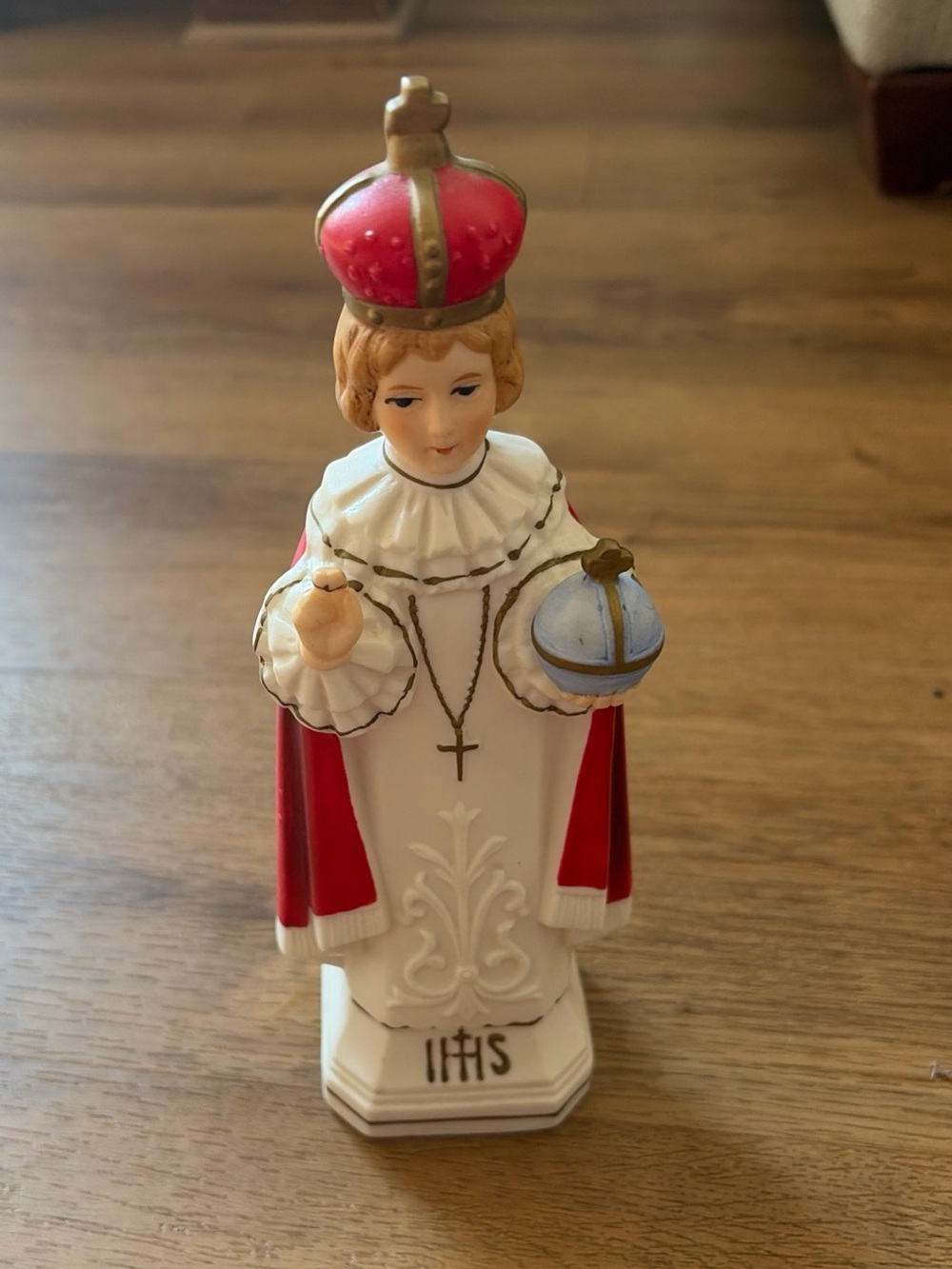 Vintage Infant of Prague Oxidized Porcelain Catholic Figurine Statue Religious